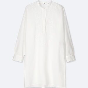 Uniqlo Cotton Embroidery Long Sleeve Tunic Shirt